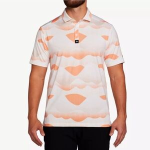 BAD BIRDIE Golden‎ Hour Men's Short Sleeve Golf Polo Shirt Orange Medium